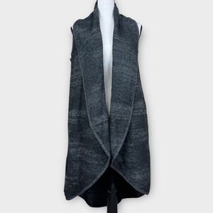 Lucky Brand Wool Blend Sleeveless Draped Sweater Vest Open Cardigan Grey Medium